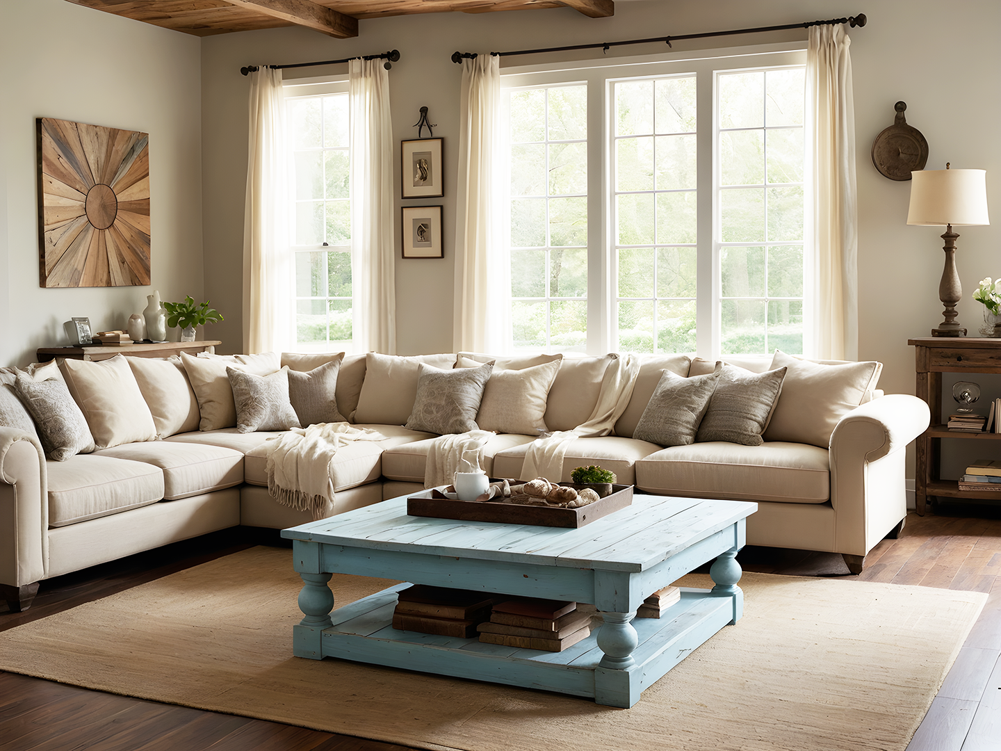 Distressed Wood Coastal Τραπεζι Σαλονιου