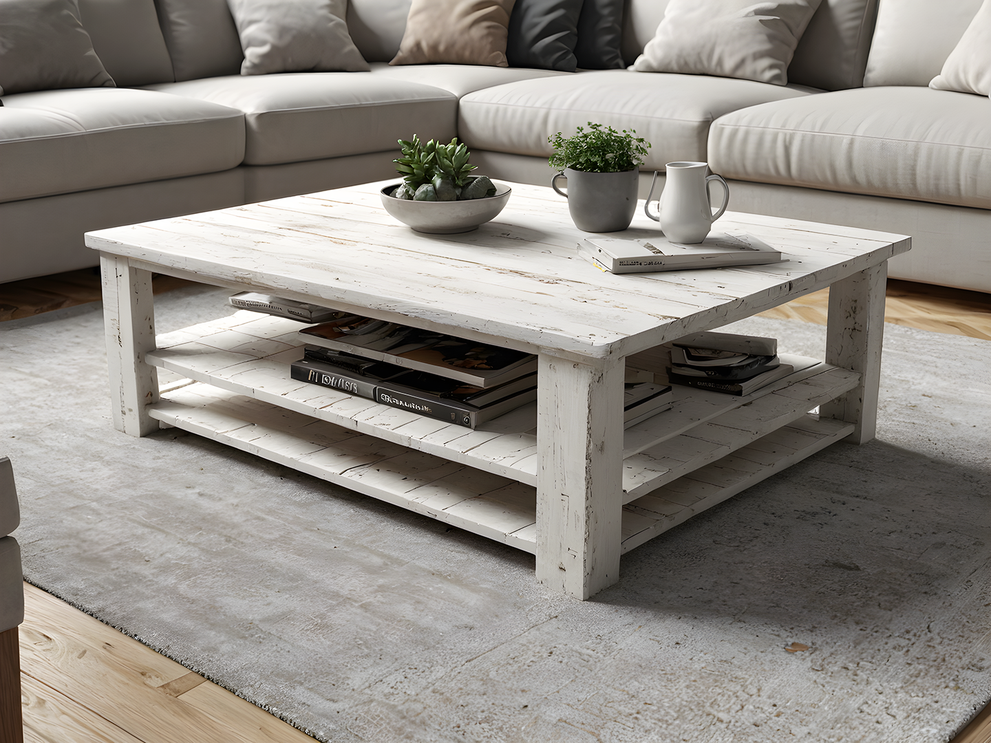 White Reclaimed Wood Coffee Table