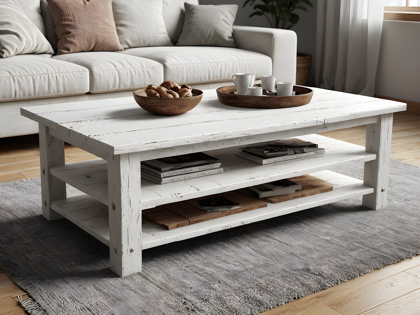 White Reclaimed Wood Coffee Table