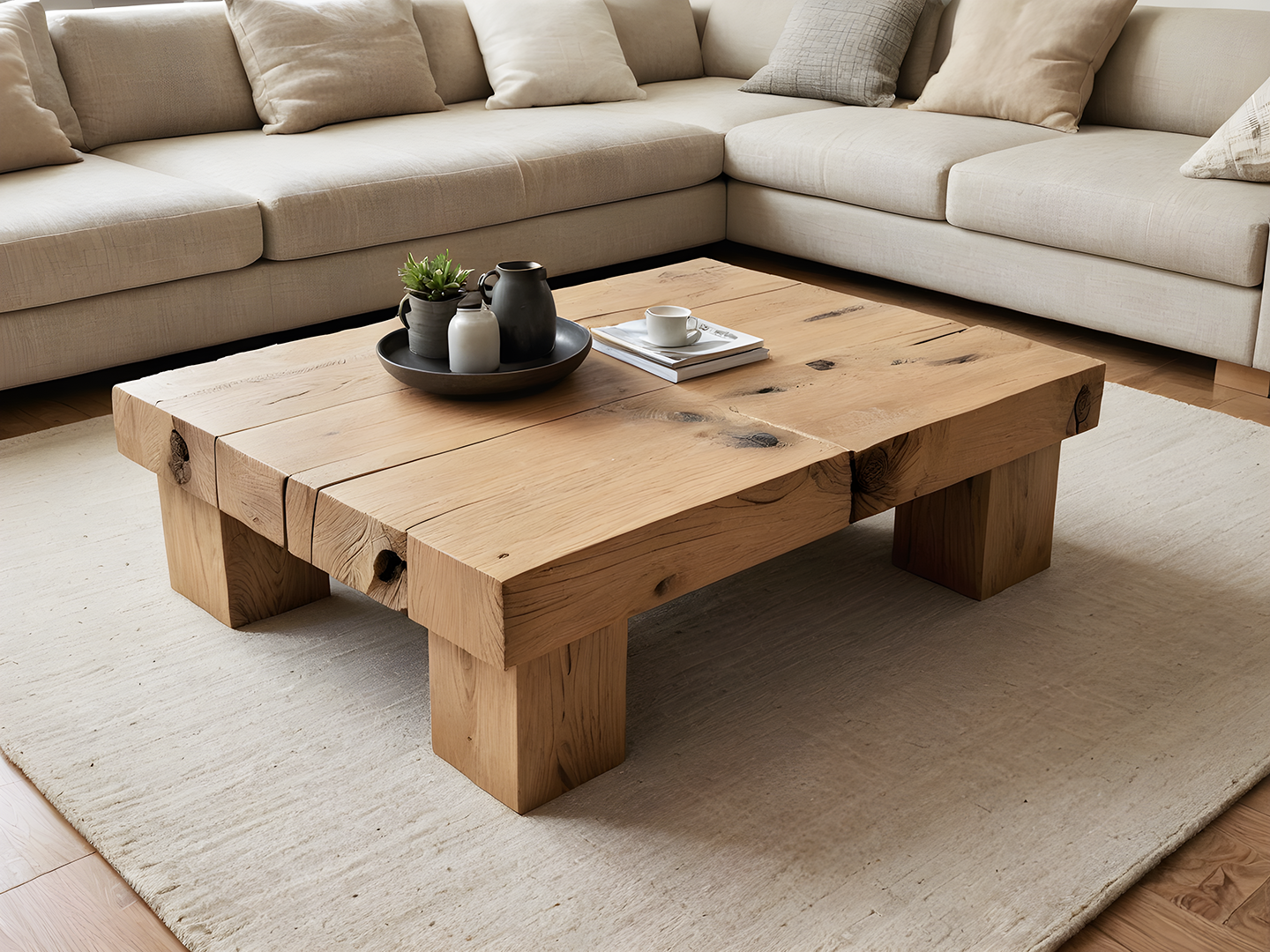 Rustic Solid Oak Τραπεζι Σαλονιου