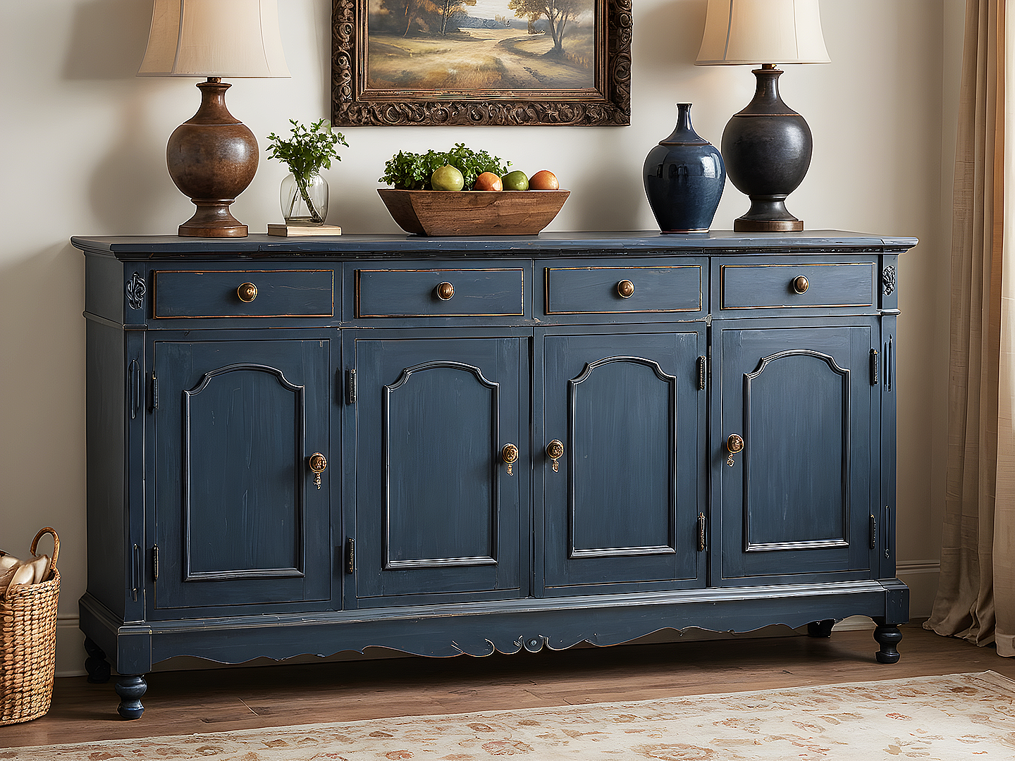 Parlor Μπουφές Antique Navy Πατίνα