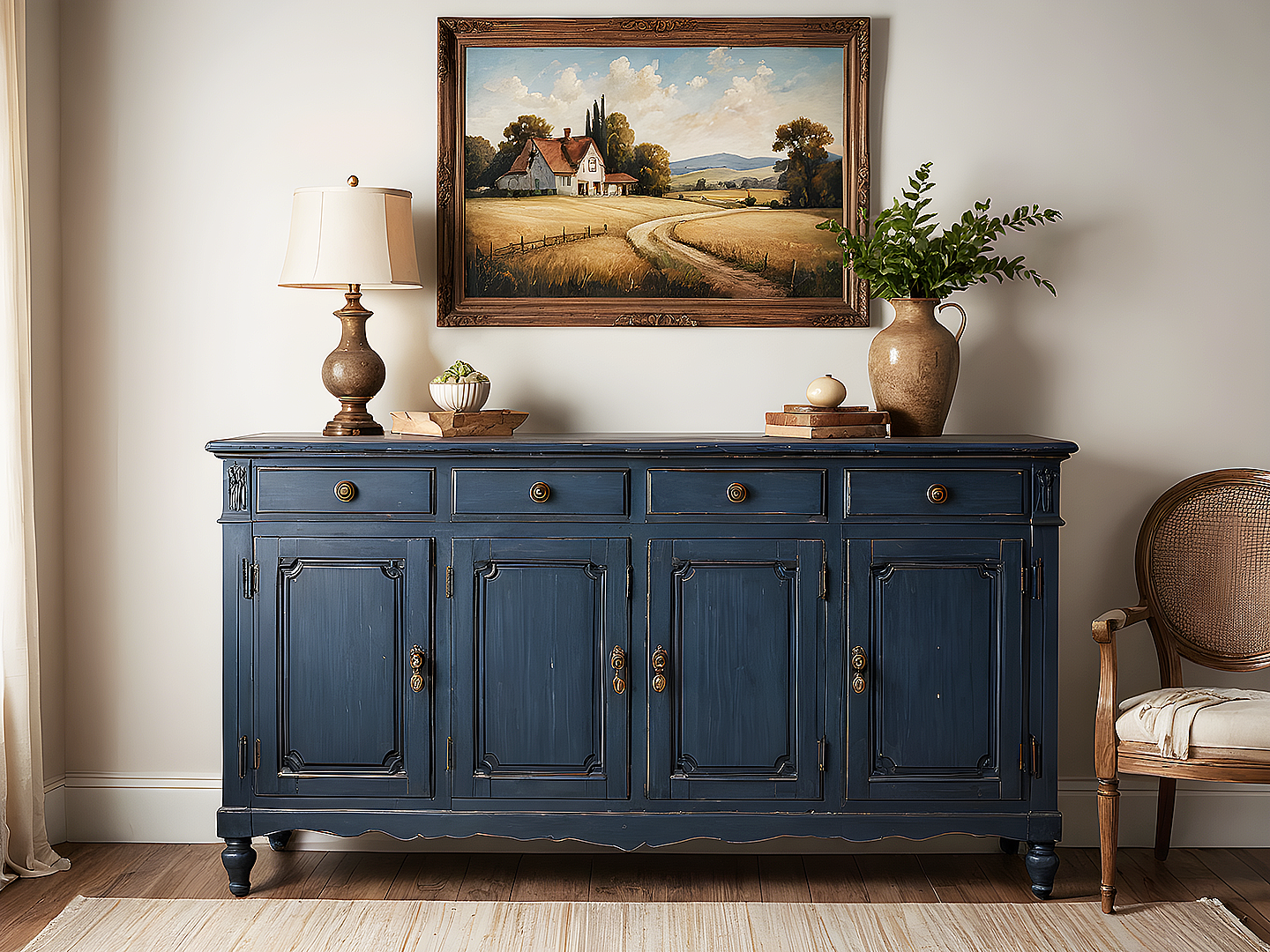 Parlor Μπουφές Antique Navy Πατίνα