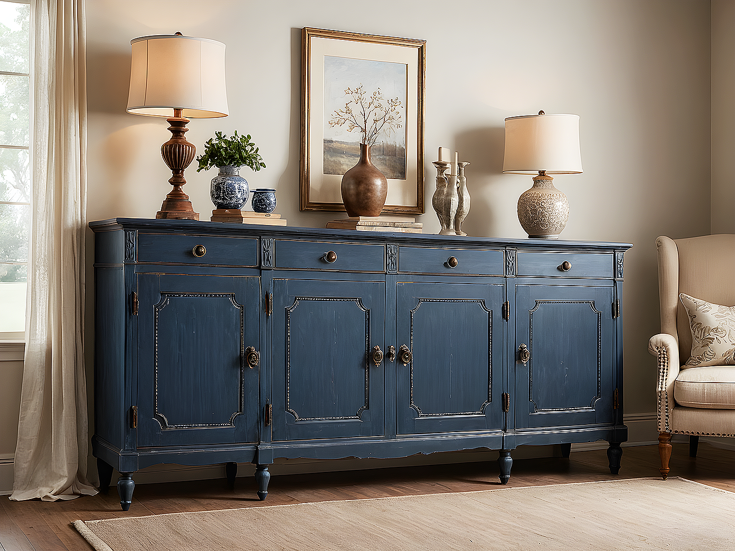 Parlor Μπουφές Antique Navy Πατίνα