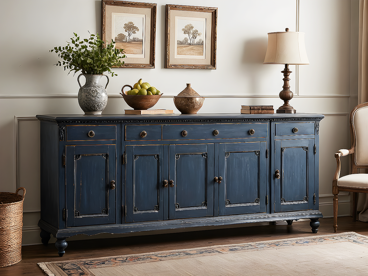 Parlor Μπουφές Antique Navy Πατίνα