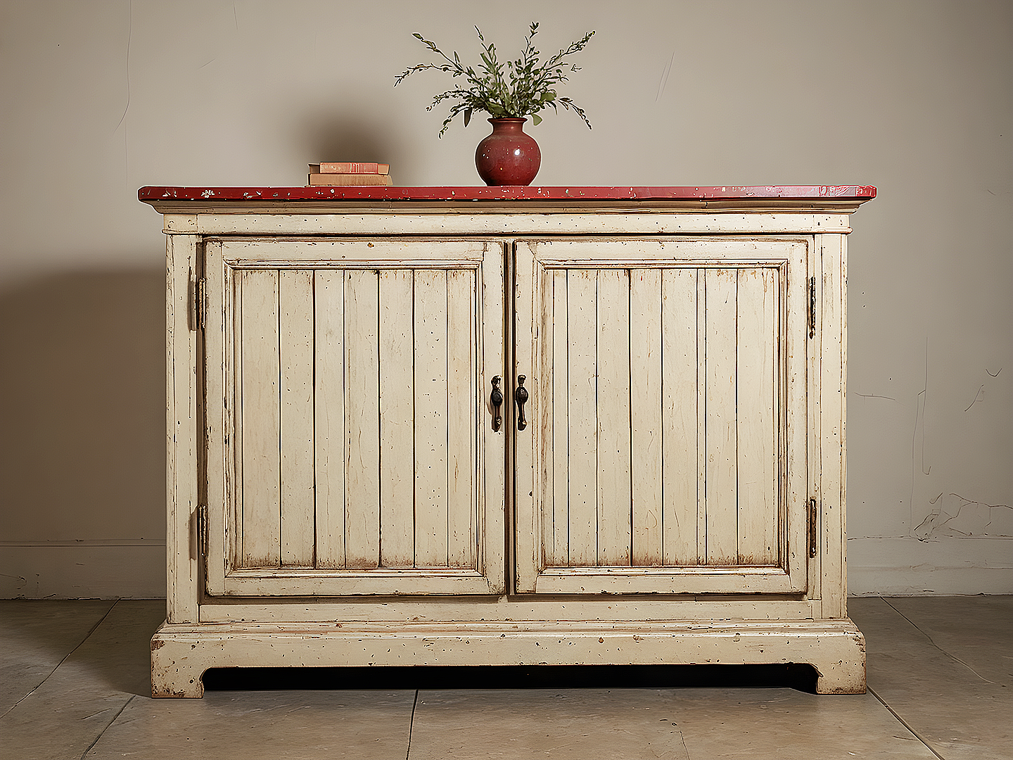 Γαλλικός Μπουφές με Πατίνα και Antique Red Top