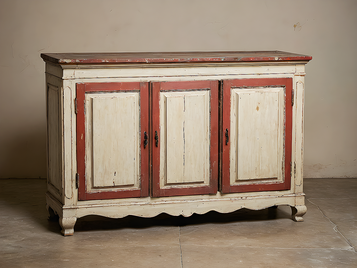 Γαλλικός Μπουφές με Πατίνα και Antique Red Top