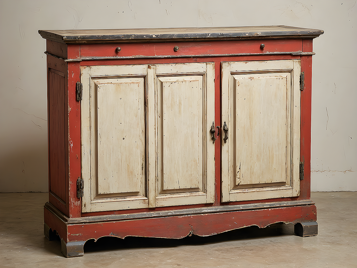 Γαλλικός Μπουφές με Πατίνα και Antique Red Top