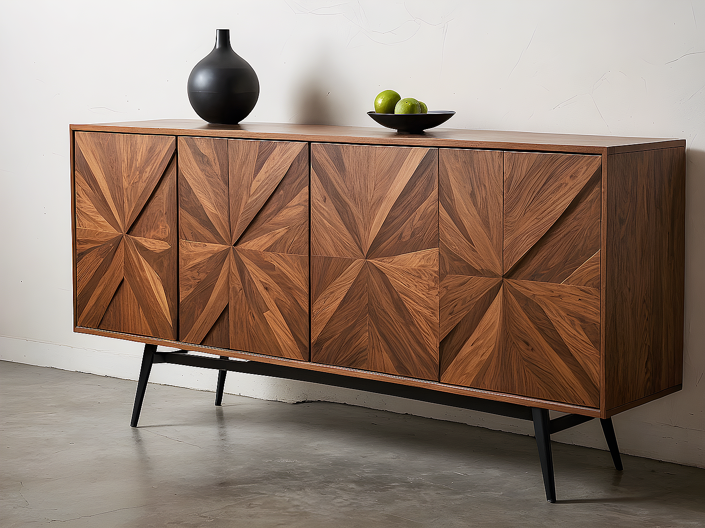 Becket Μπουφές με Γεωμετρική Πρόσοψη από Καρυδιά