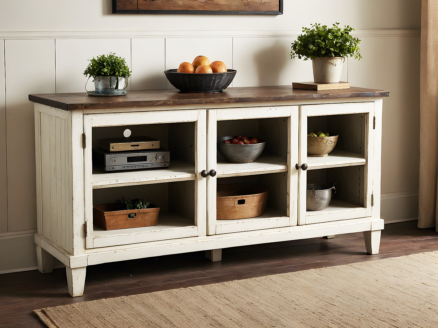 Jefry White Barn Door TV Stand 