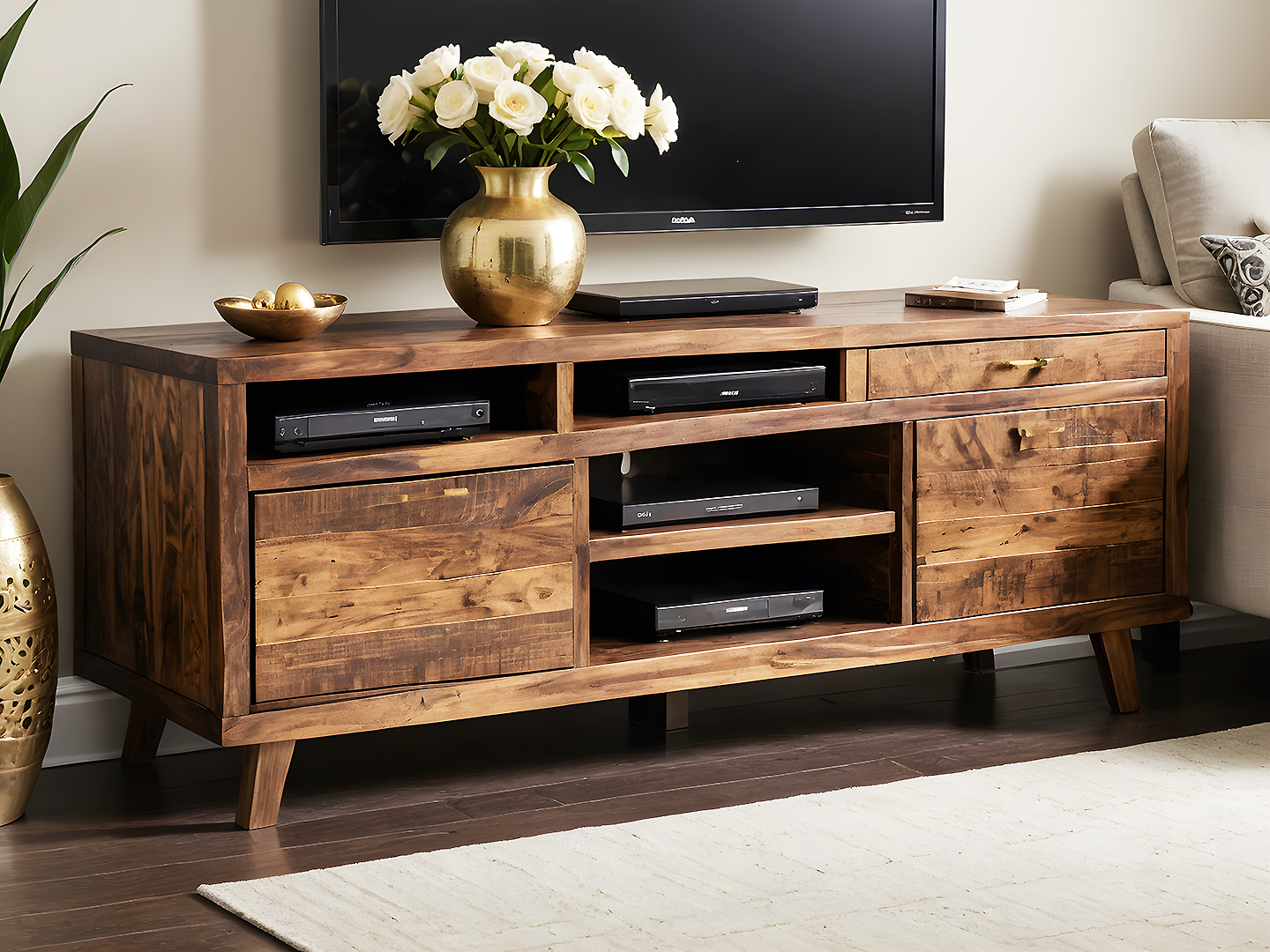 Modern Walnut TV Console