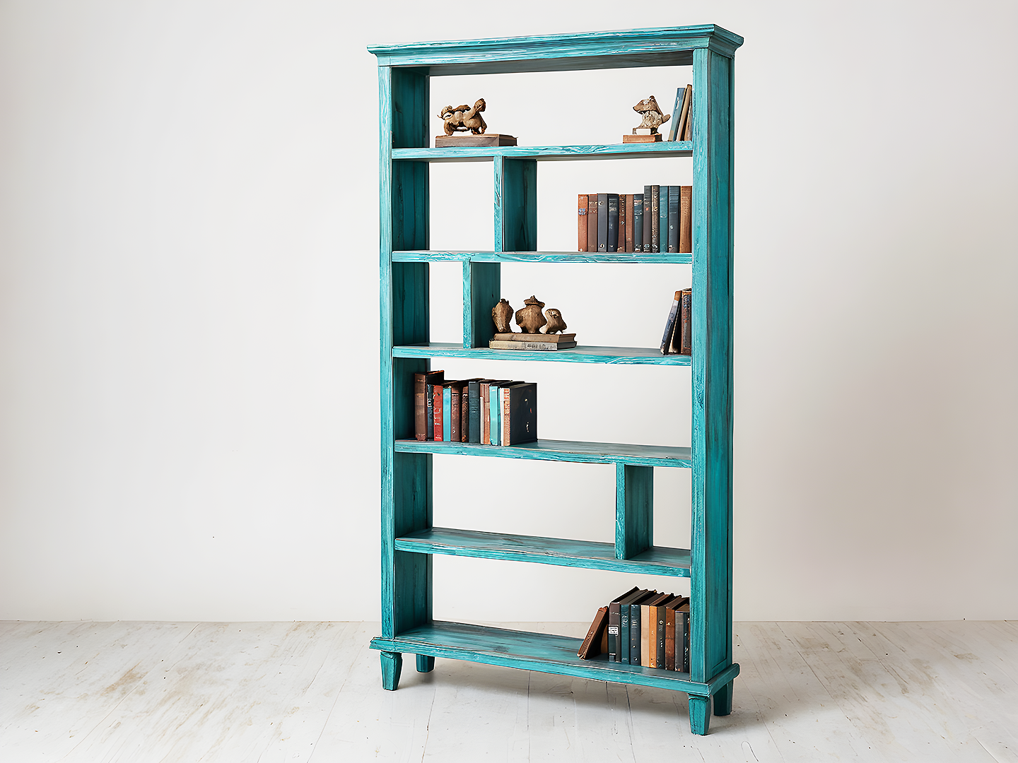 Bali Boho Ξύλινη Τυρκουάζ Βιβλιοθηκη