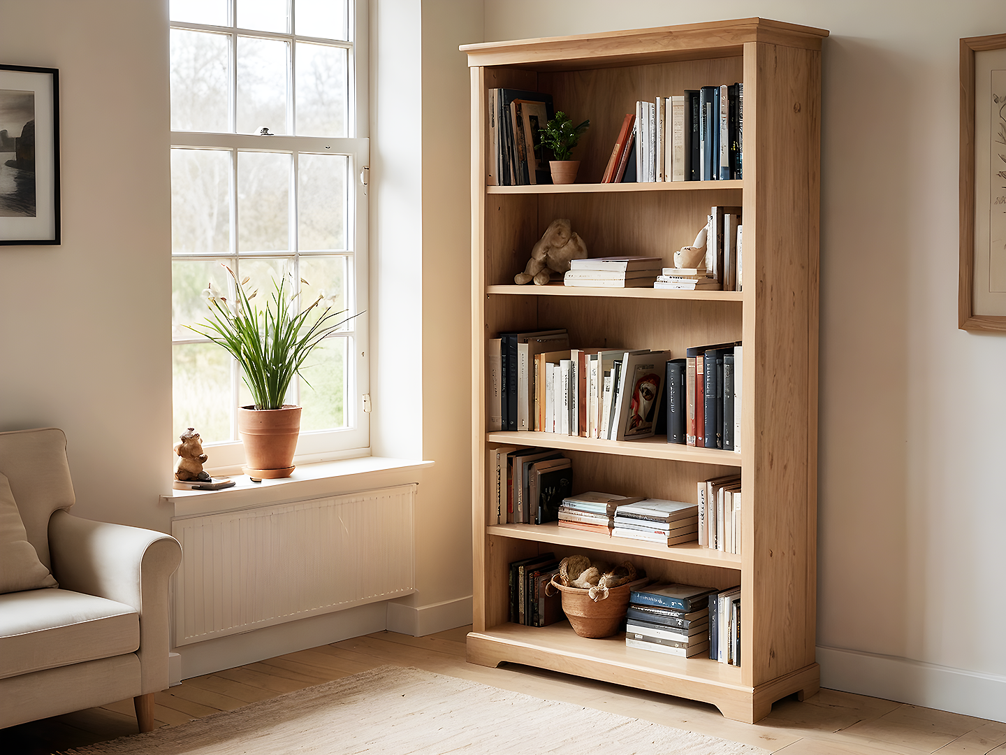 Canora Βιβλιοθήκη από Φυσικό Ξύλο Δρυός