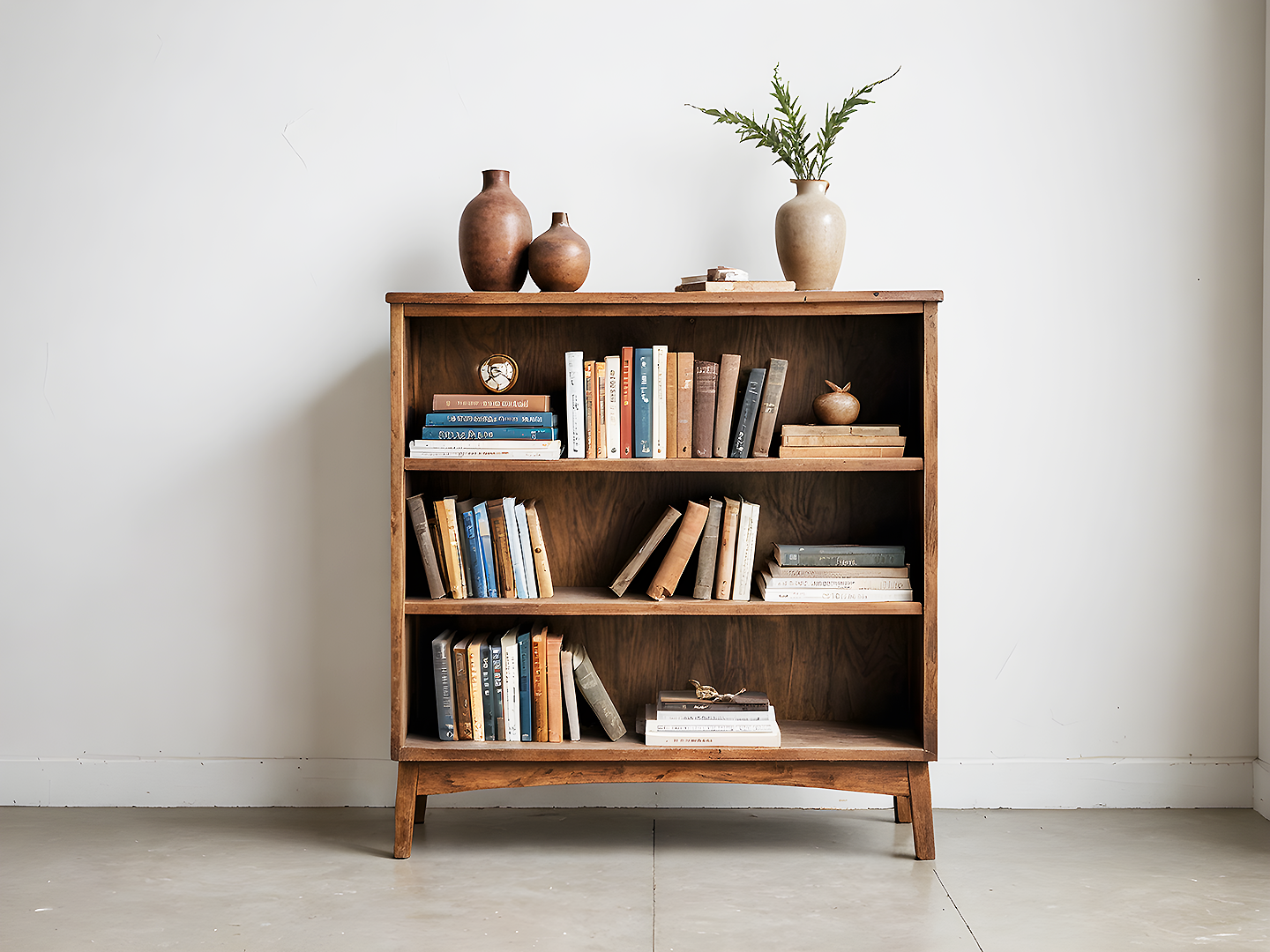 Lark Χαμηλή Ξύλινη Βιβλιοθήκη σε Mid-Century Στυλ