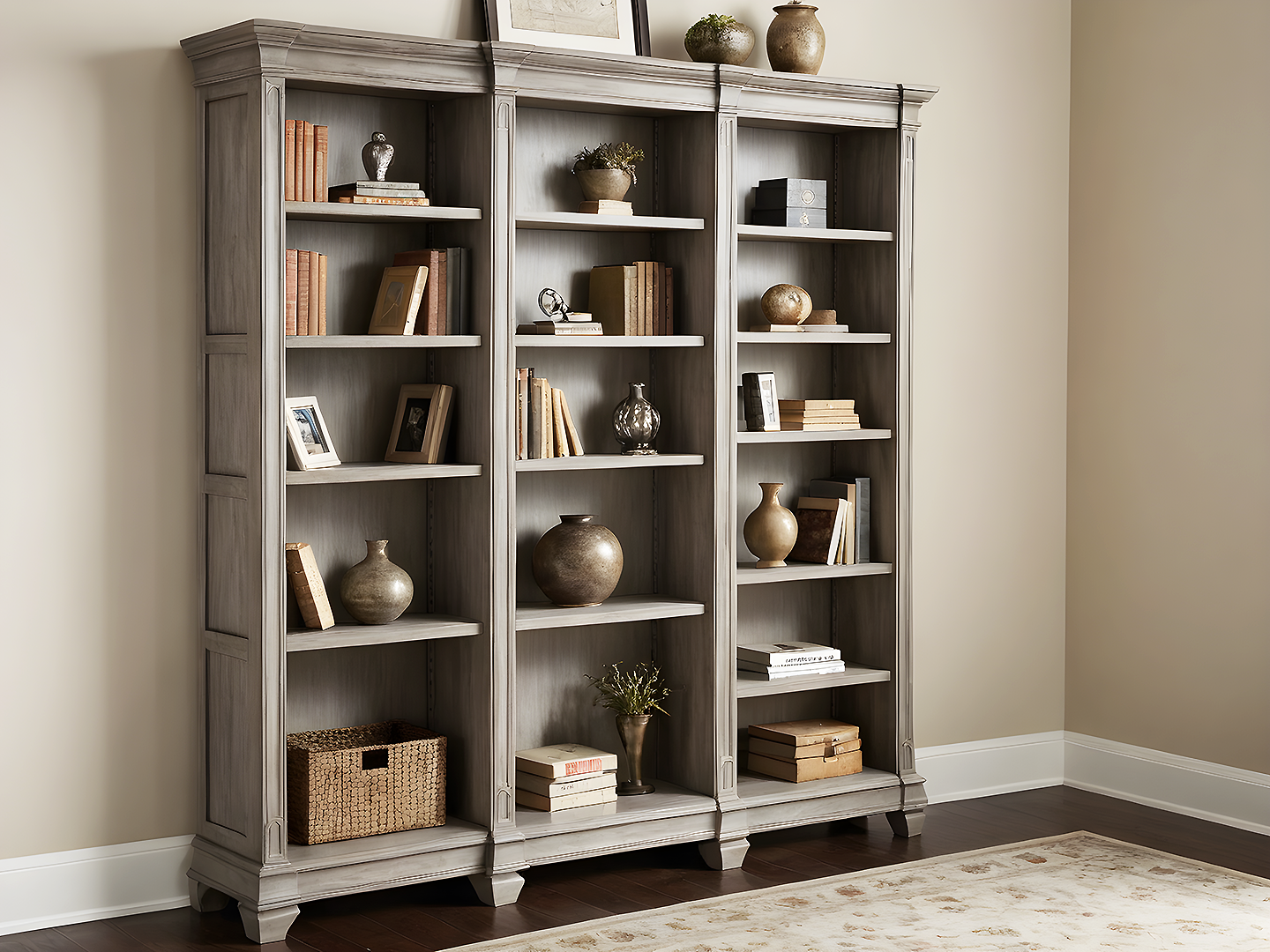 Lilian Γκρι Ξύλινη Βιβλιοθήκη