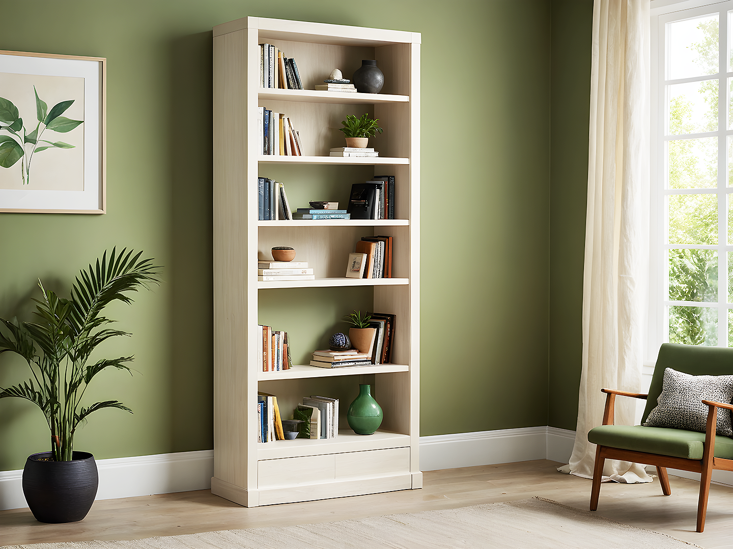 Halston Μοντέρνα Minimal Ξύλινη Βιβλιοθήκη