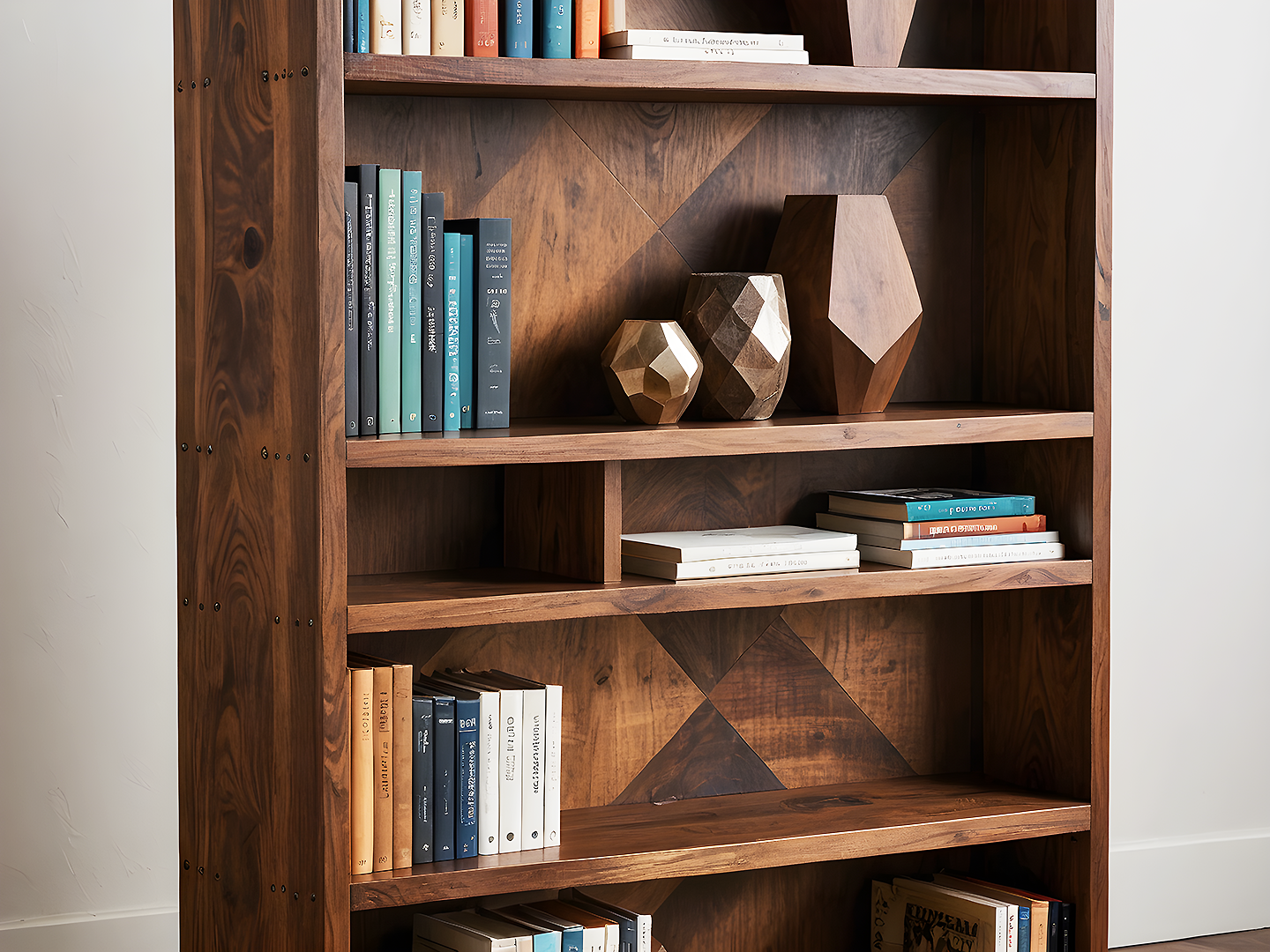 Bloomsday Ξύλινη Βιβλιοθήκη με Γεωμετρικό Σχέδιο