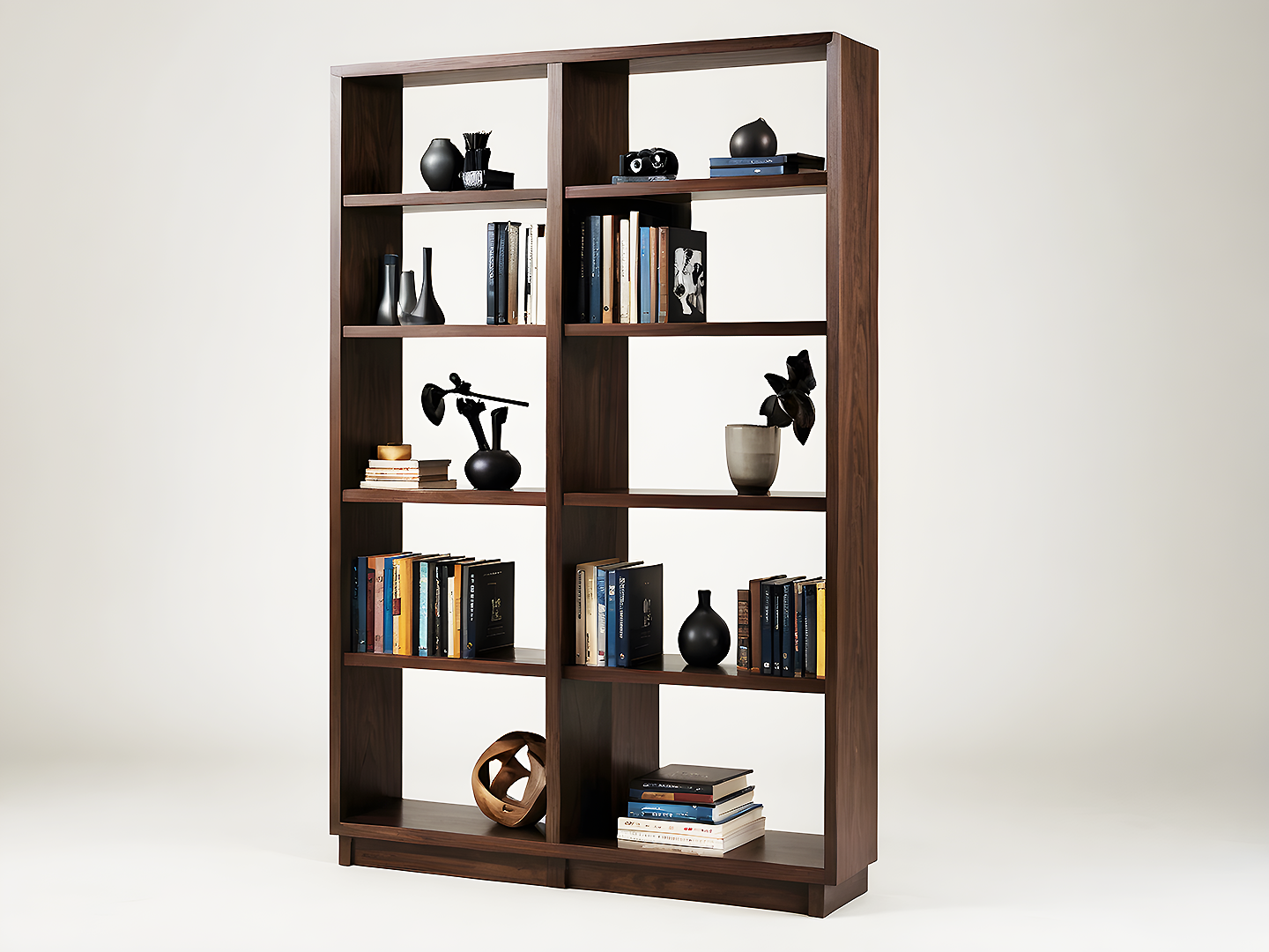 Wade Μοντέρνα Ξύλινη Βιβλιοθήκη Διπλής Όψης