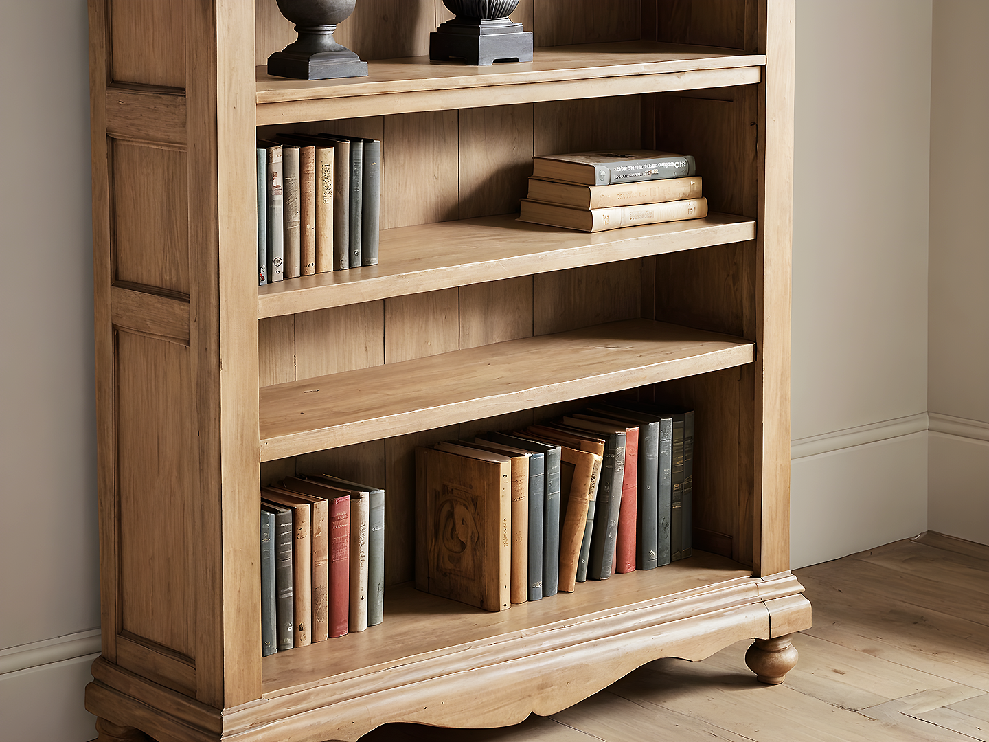 Austin Ξύλινη Βιβλιοθήκη με Κλασικά Πόδια και Φυσική Πατίνα