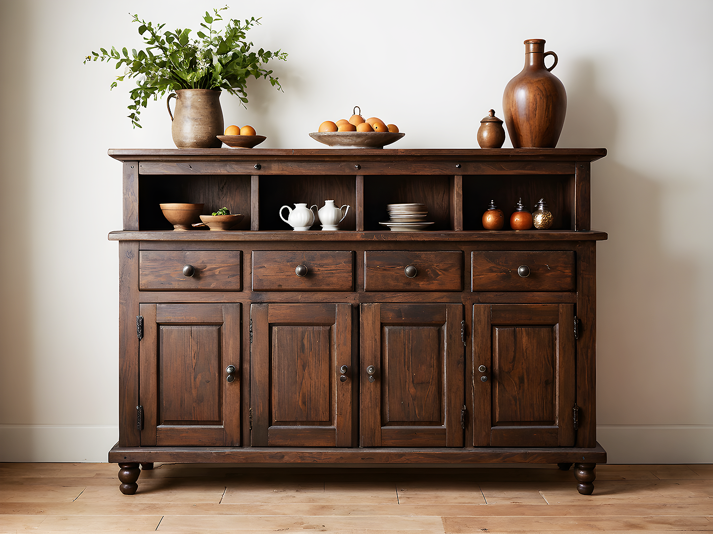 Napa Μασίφ Ξύλινος Ρουστίκ Μπουφές