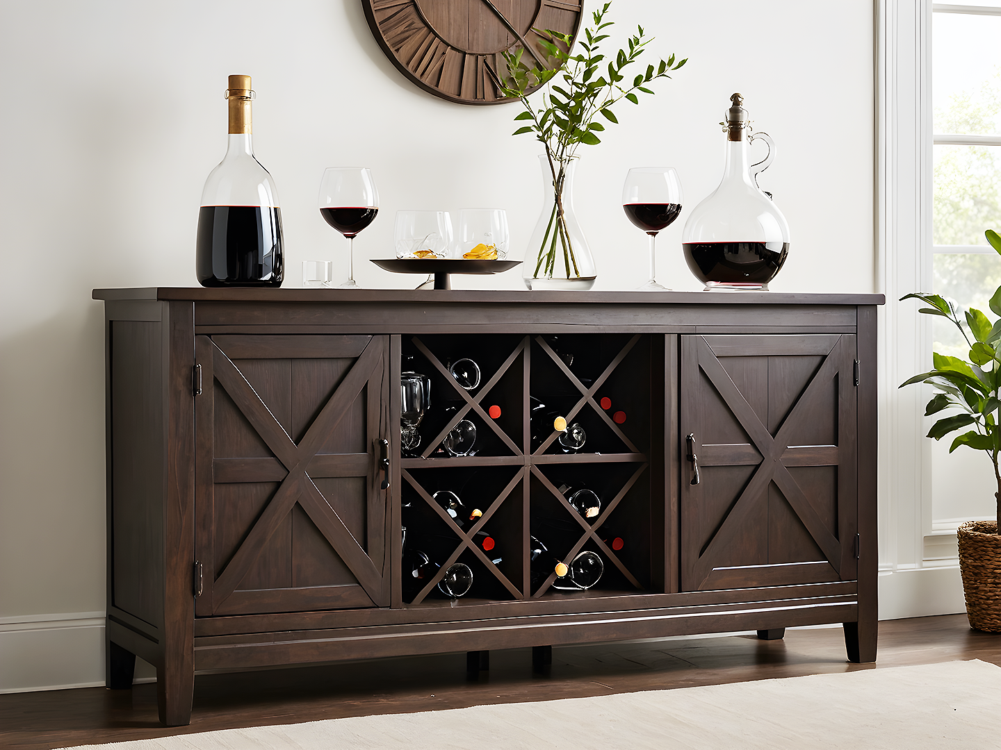 Napa Μασίφ Ξύλινος Ρουστίκ Μπουφές