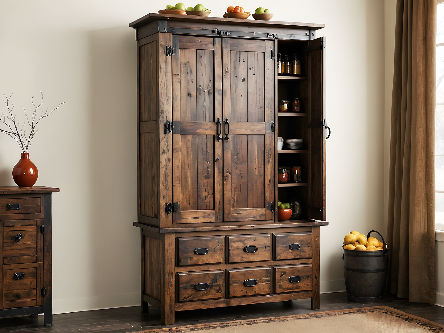 Laguna Rustic Ξύλινος Μπουφές Κουζίνας