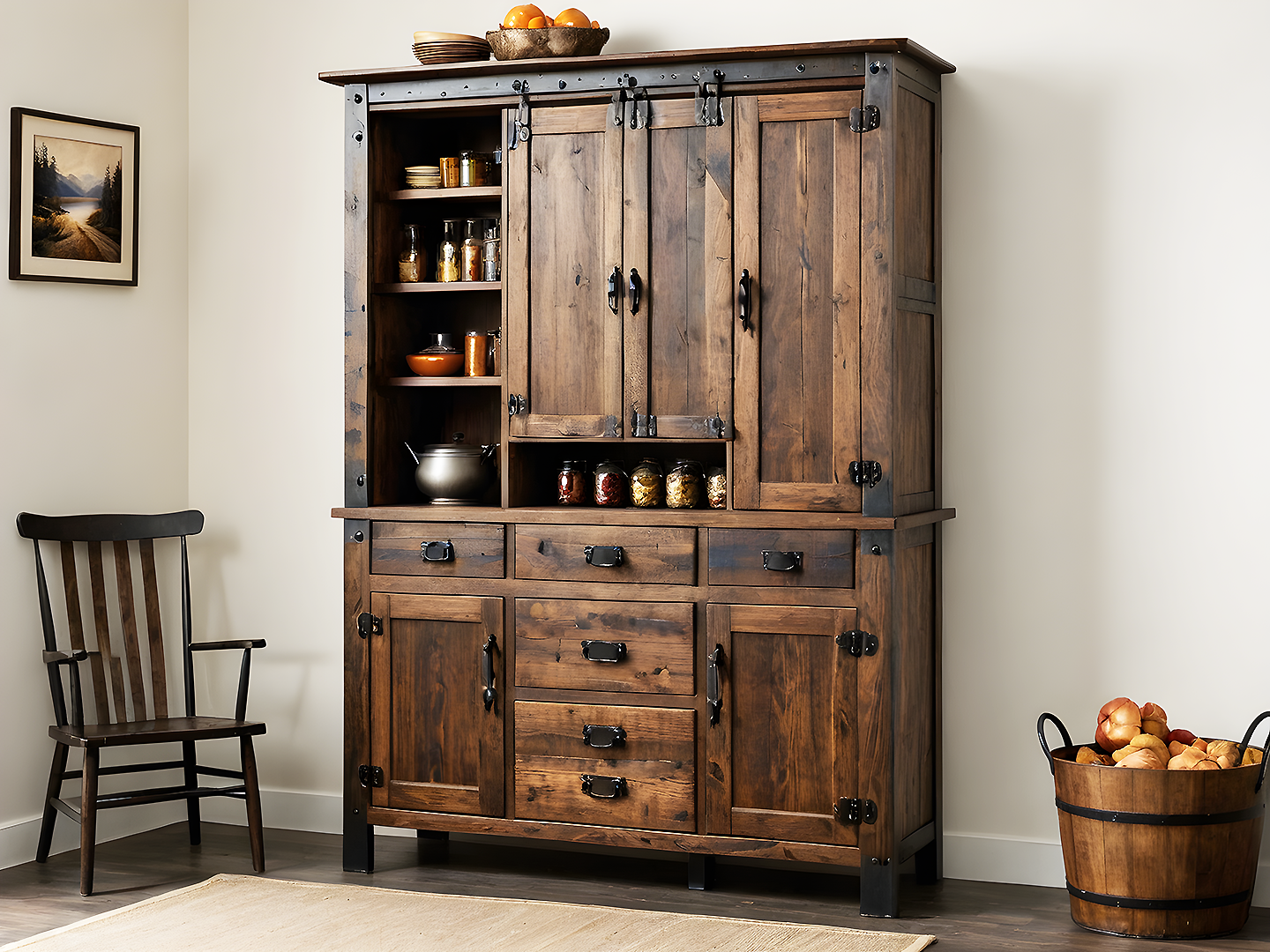 Laguna Rustic Ξύλινος Μπουφές Κουζίνας