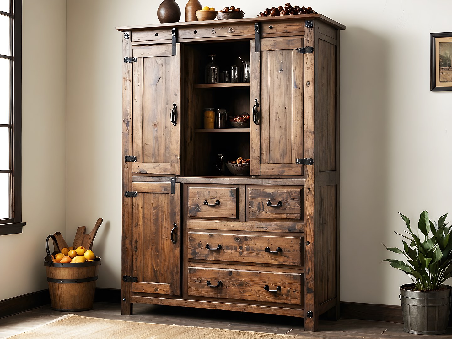 Laguna Rustic Ξύλινος Μπουφές Κουζίνας