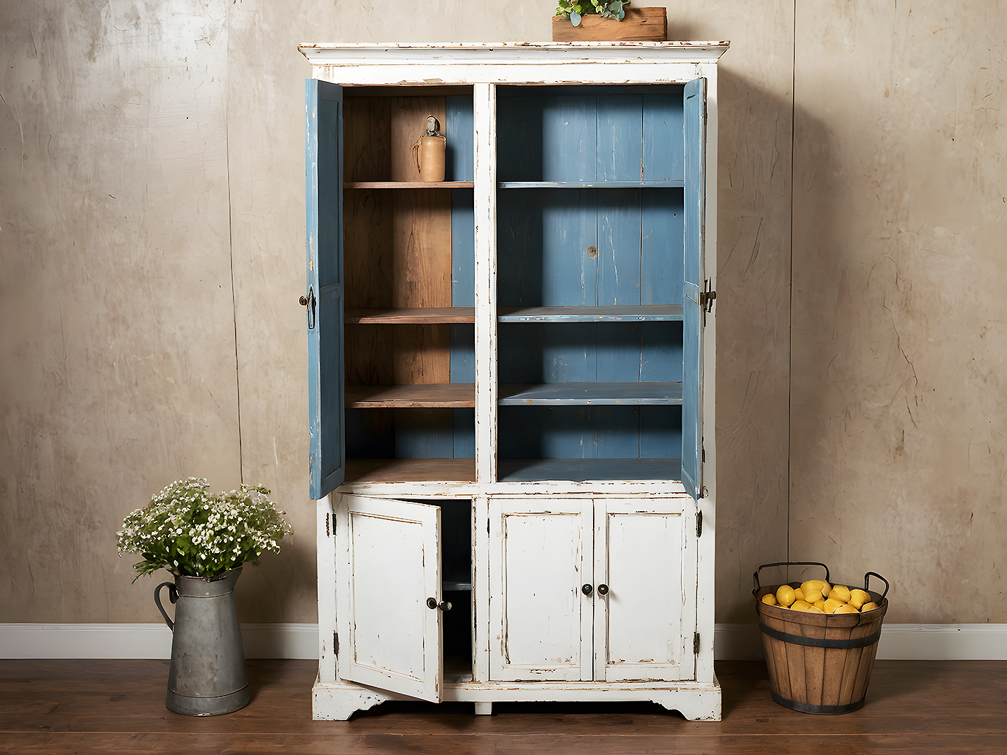 Provincial Ξύλινη Cottage Βιτρίνα με Πατίνα