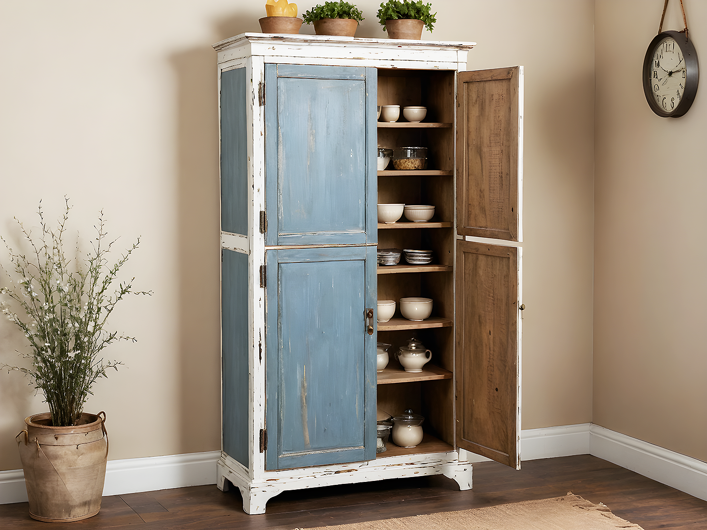 Provincial Ξύλινη Cottage Βιτρίνα με Πατίνα