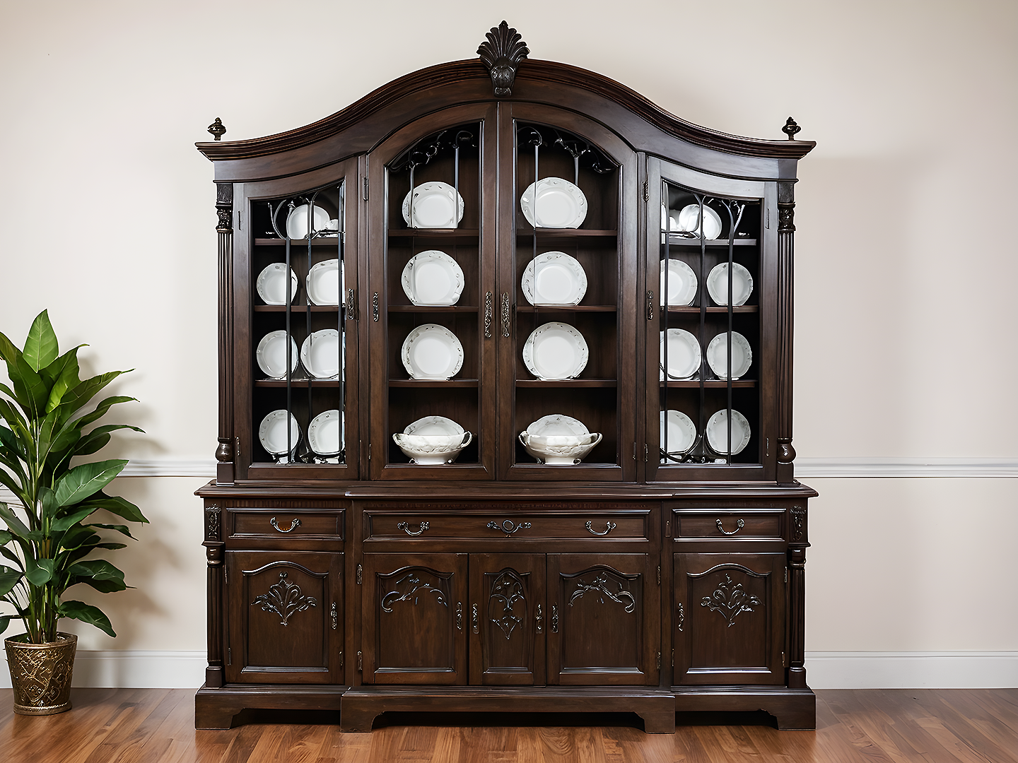 Bergen Βιτρίνα Σερβιρίσματος με Καμπύλη Κορυφή και Τζάμια