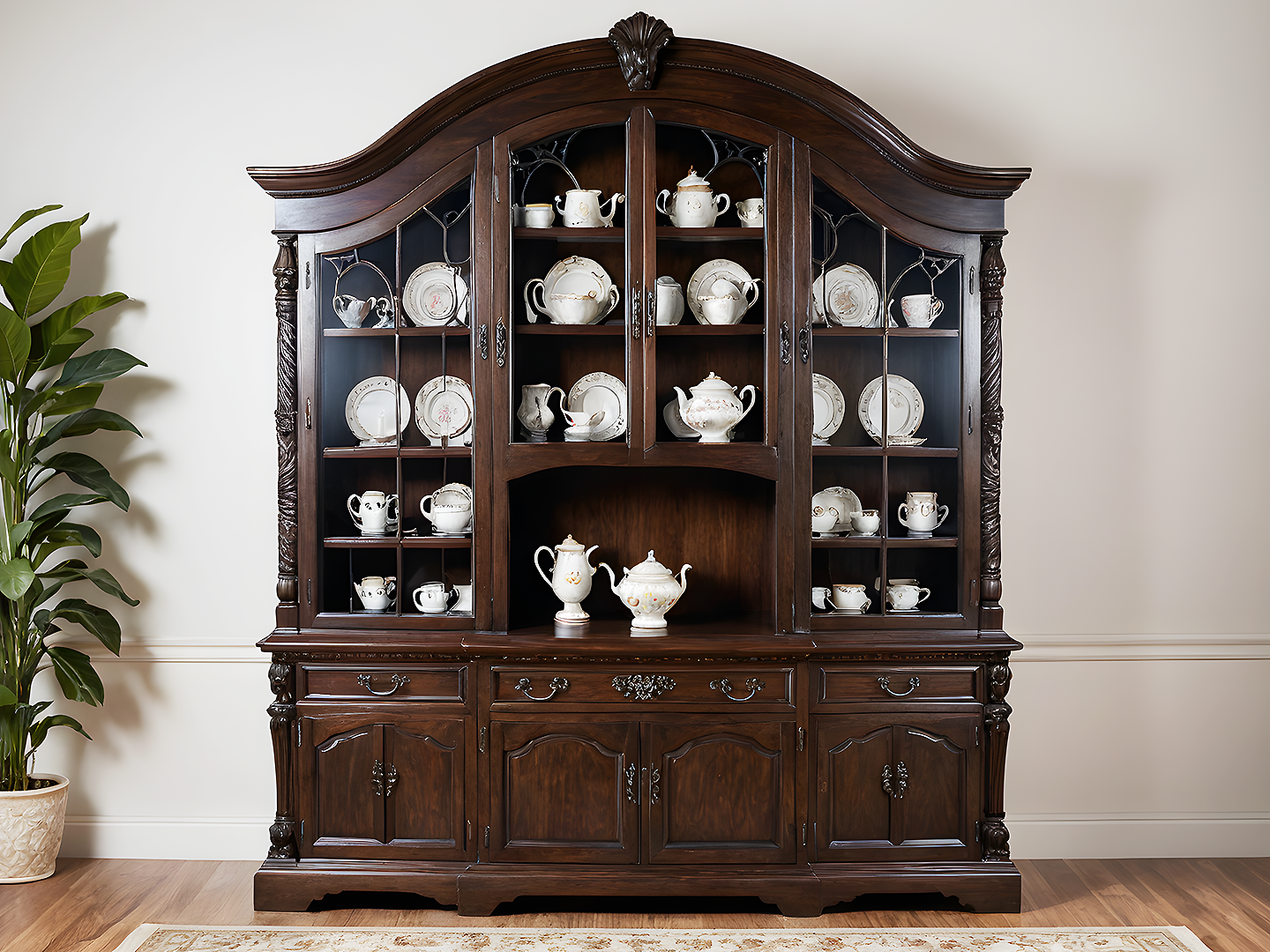 Bergen Βιτρίνα Σερβιρίσματος με Καμπύλη Κορυφή και Τζάμια