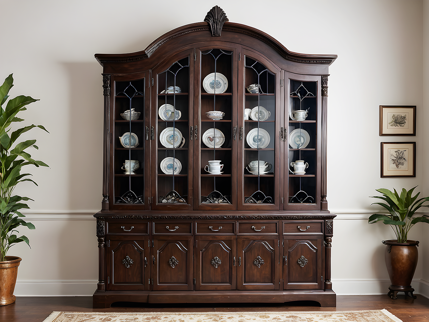 Bergen Βιτρίνα Σερβιρίσματος με Καμπύλη Κορυφή και Τζάμια