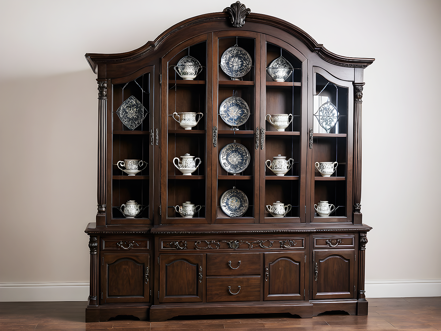 Bergen Βιτρίνα Σερβιρίσματος με Καμπύλη Κορυφή και Τζάμια