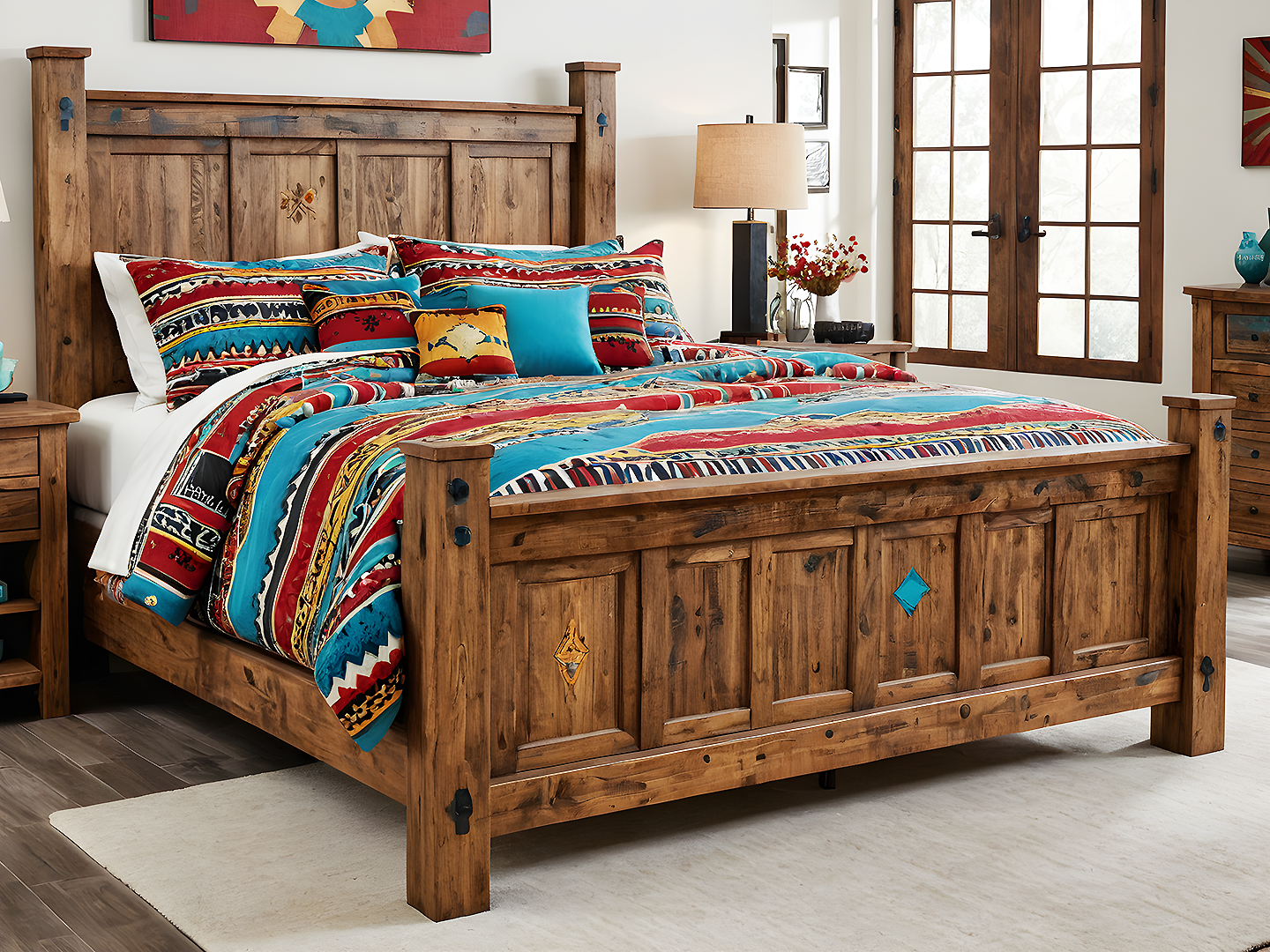 Whilson Rustic Ξύλινο King Size Κρεβάτι