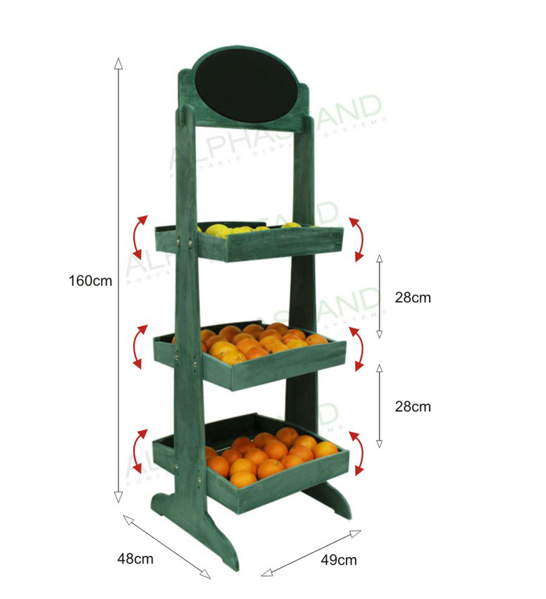 Seller, Ξύλινη Ραφιέρα Προβολής με 3 Καλάθια 559