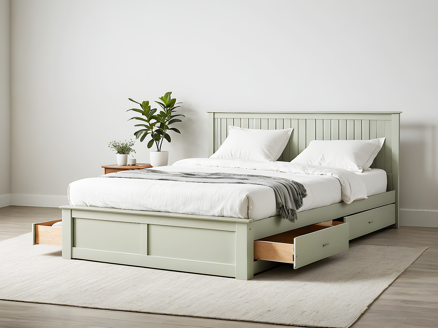 Cottage King Size Κρεβάτι σε Παστέλ Πράσινο