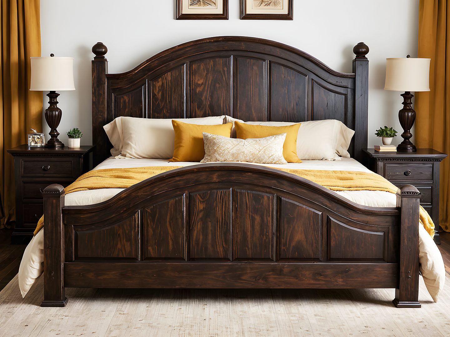 Revival Κρεβάτι King Size από Μασίφ Ξύλο σε Σκούρα Καρυδί Απόχρωση