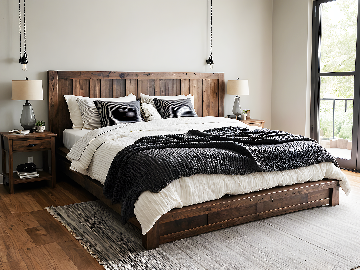 Aurora Χειροποίητο Ξύλινο Κρεβάτι King Size με Χαμηλό Πλαίσιο