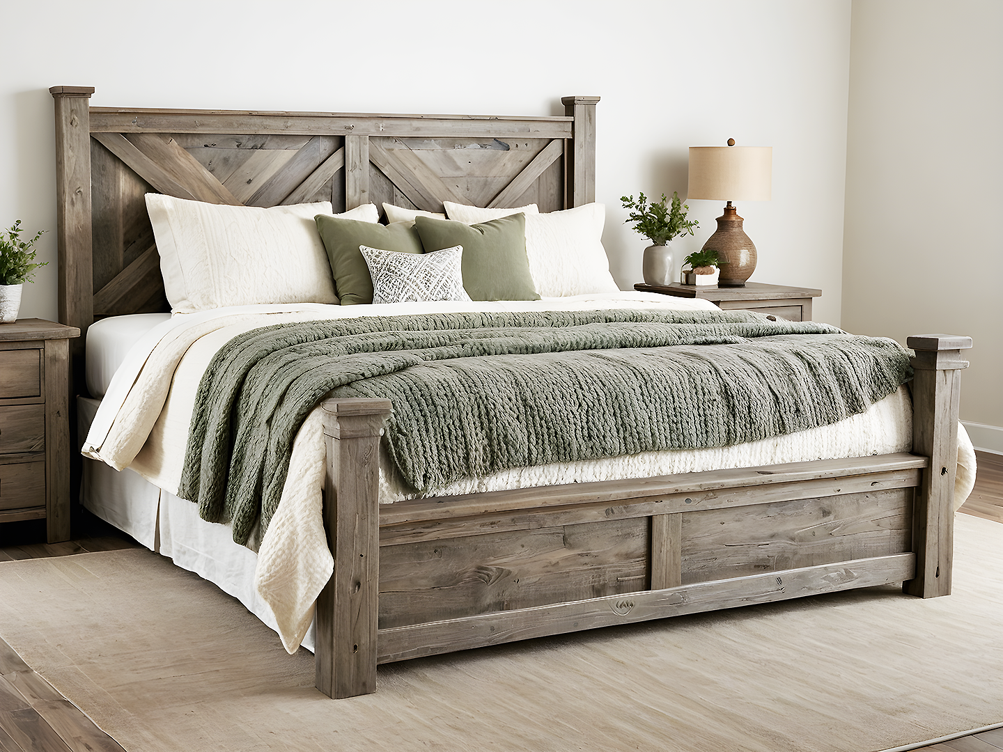 East Lake Μασίφ Ξύλινο Κρεβάτι King Size σε Rustic Grey Απόχρωση