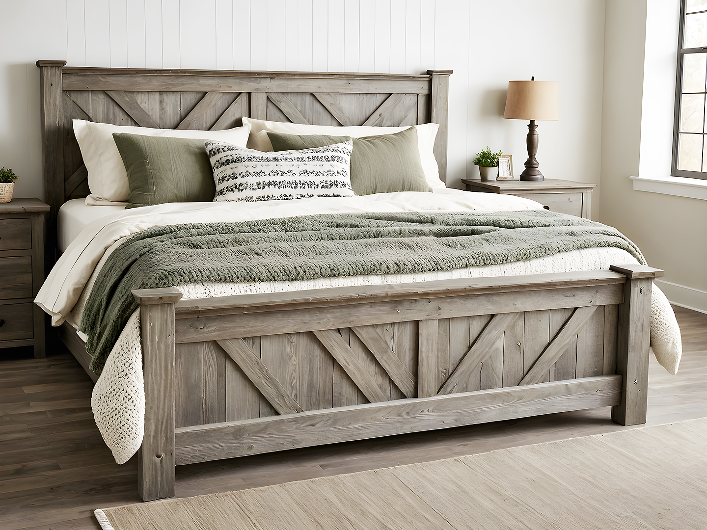 East Lake Μασίφ Ξύλινο Κρεβάτι King Size σε Rustic Grey Απόχρωση