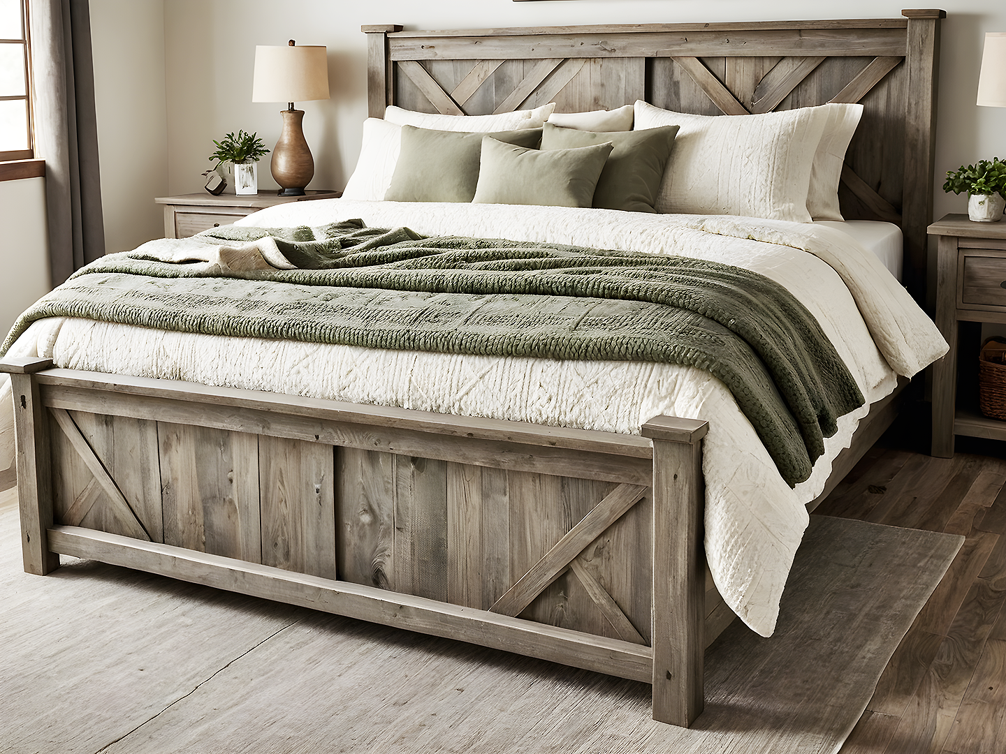 East Lake Μασίφ Ξύλινο Κρεβάτι King Size σε Rustic Grey Απόχρωση