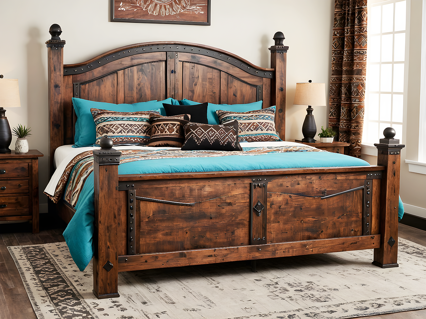 Alamo Western Ξύλινο Κρεβάτι King Size