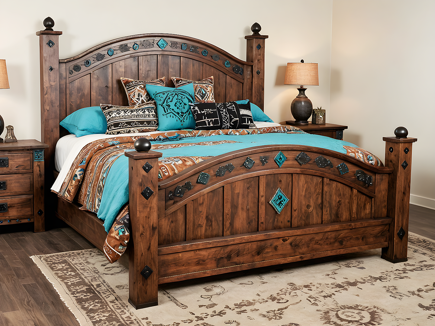 Alamo Western Ξύλινο Κρεβάτι King Size