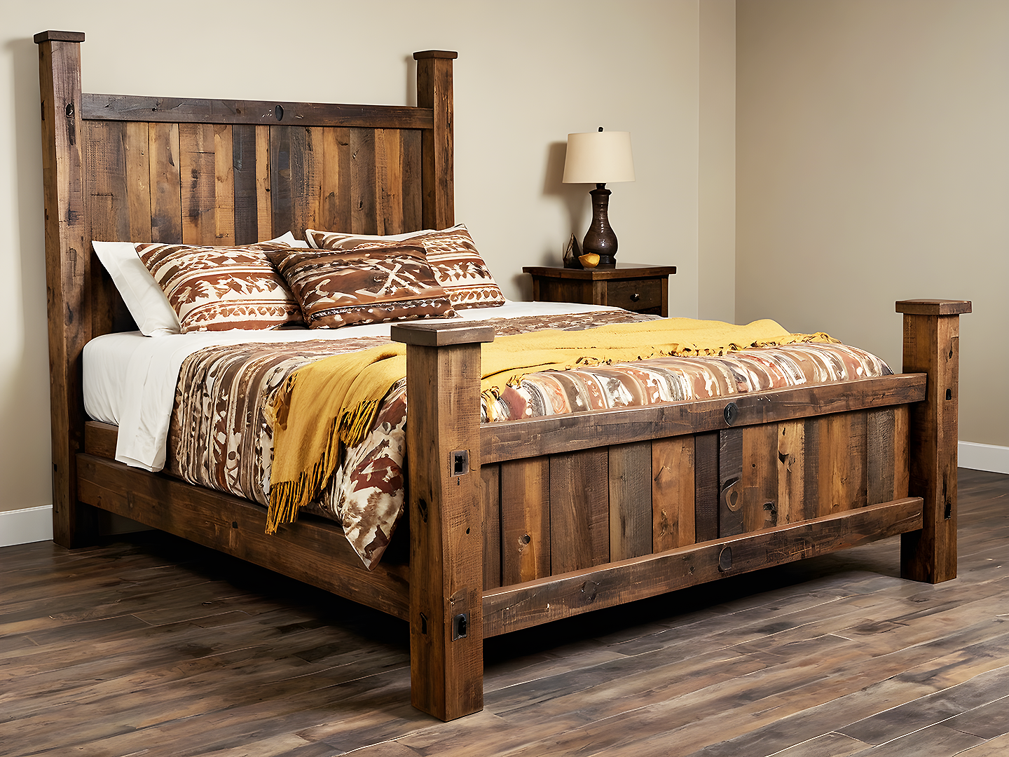 Lima Rustic Ξύλινο Κρεβάτι King Size από Reclame Ξύλο