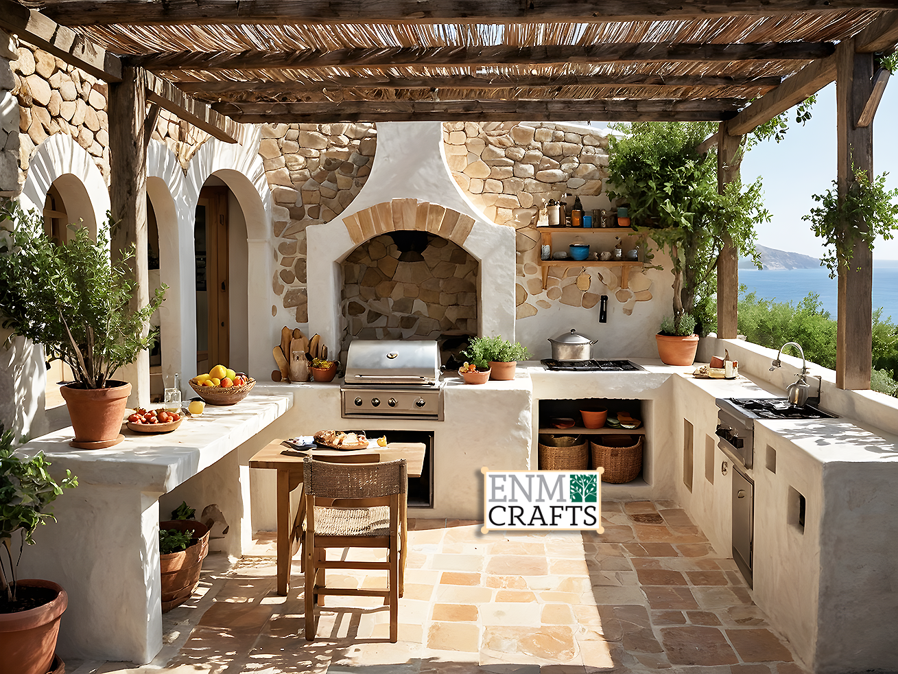 Mediterranean Stone Outdoor Kitchen