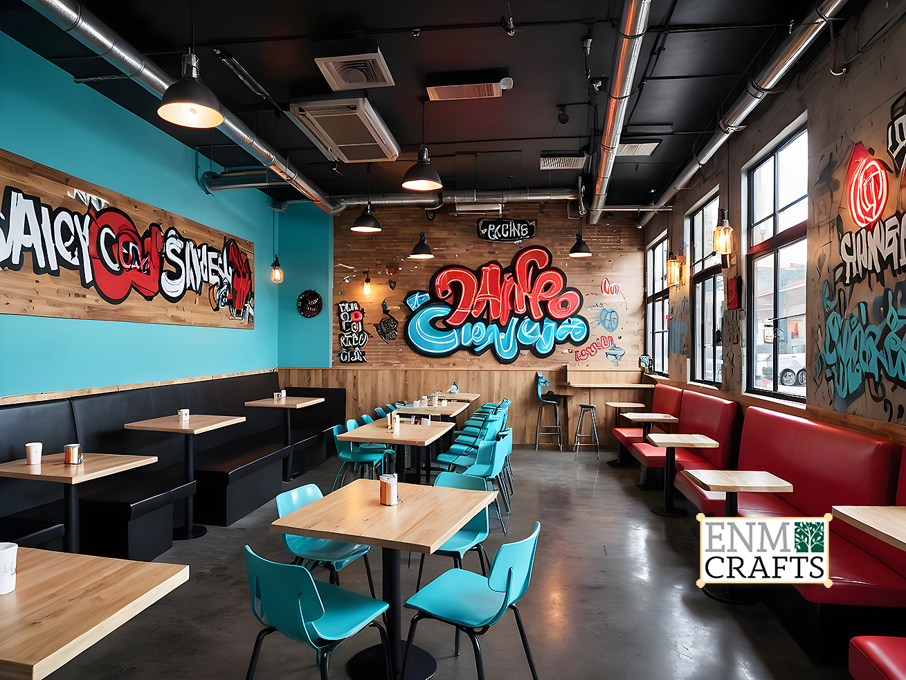 Modern Street-Art Café Interior