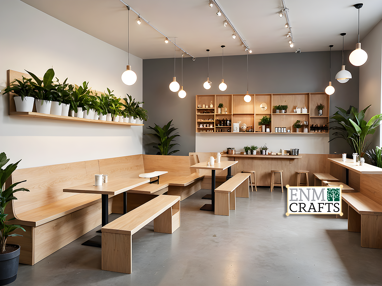 Natural Wood & Industrial Style Bar Interior