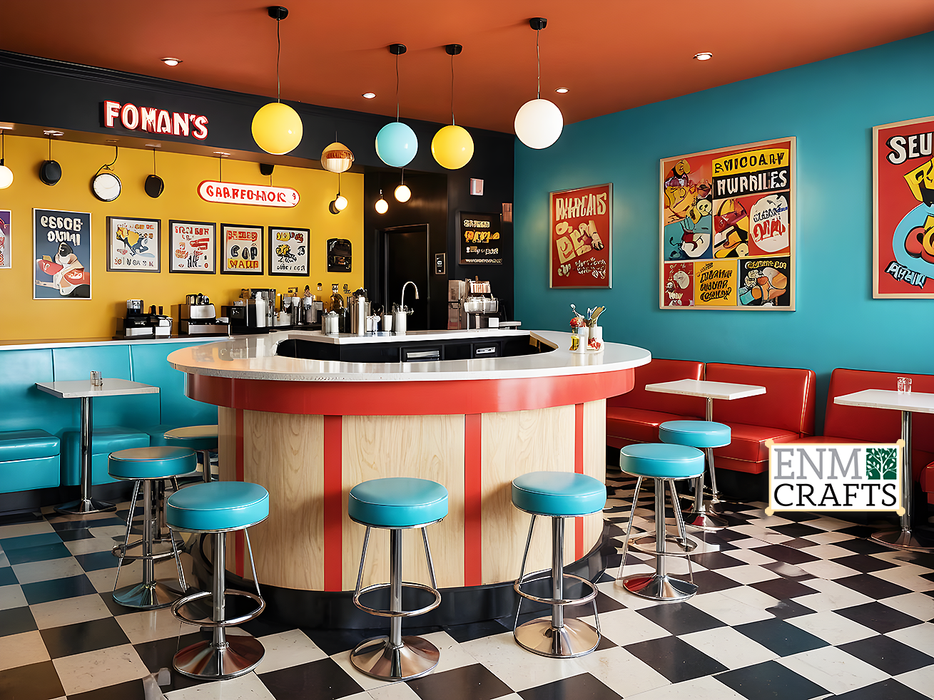 Retro Pop-Art Diner Café Interior
