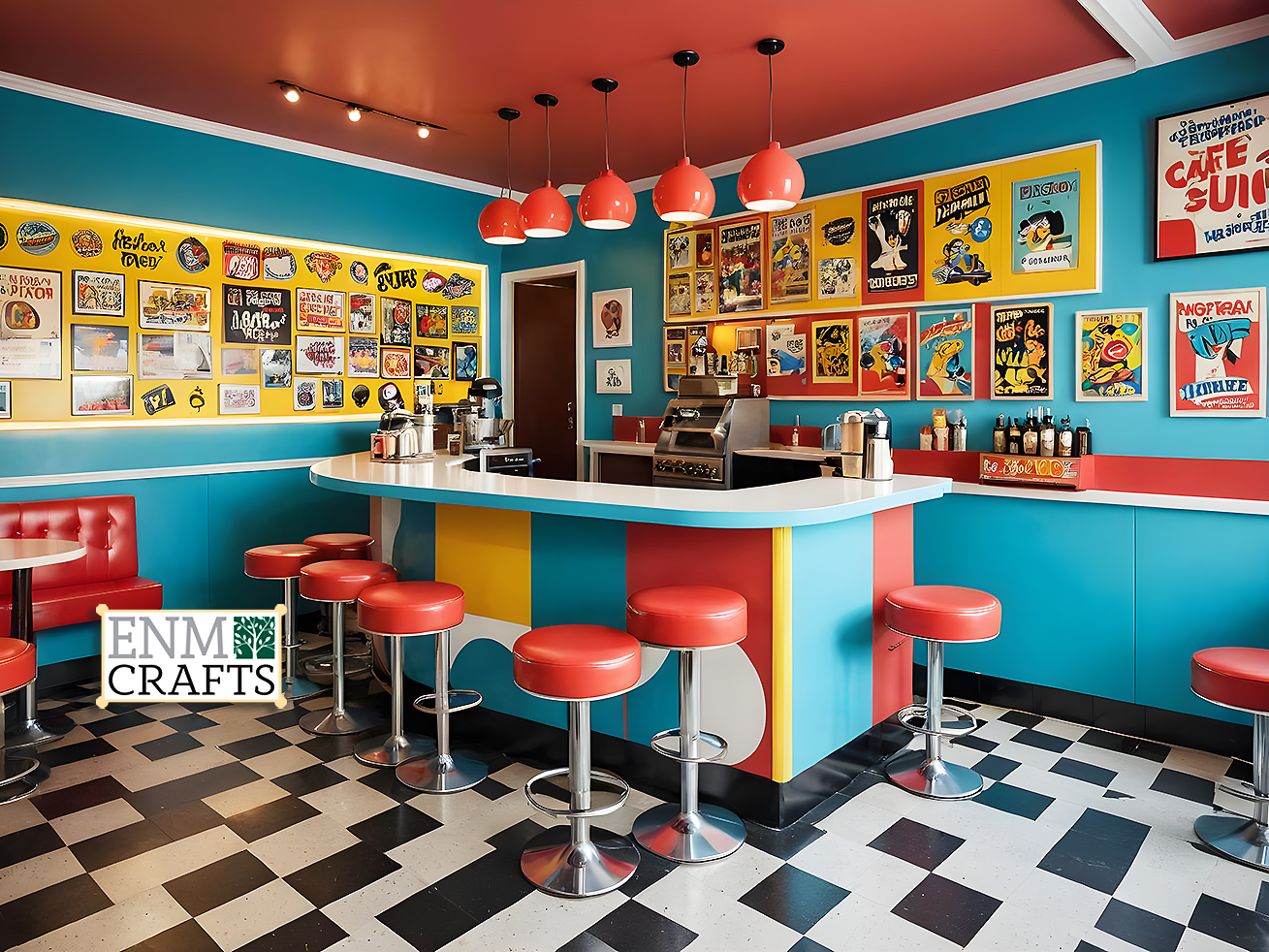 Retro Pop-Art Diner Café Interior