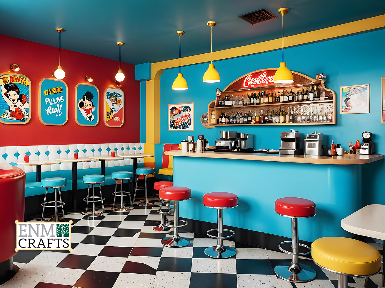 Retro Pop-Art Diner Café Interior